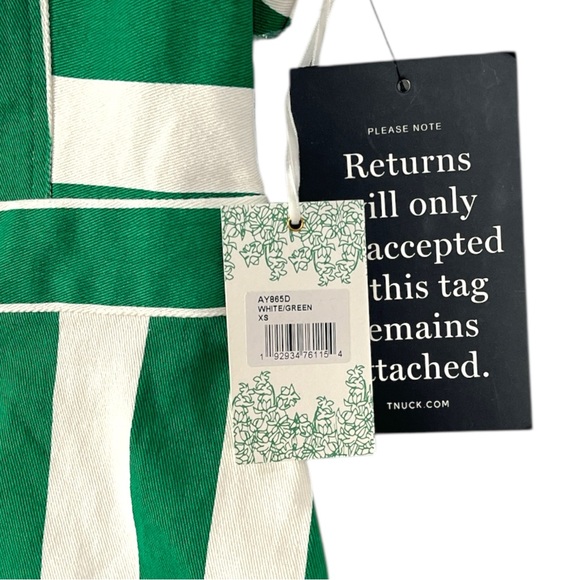 NWT Tuckernuck HYACINTH HOUSE Green & White Striped Hooper Denim Midi Dress XS - Picture 9 of 12